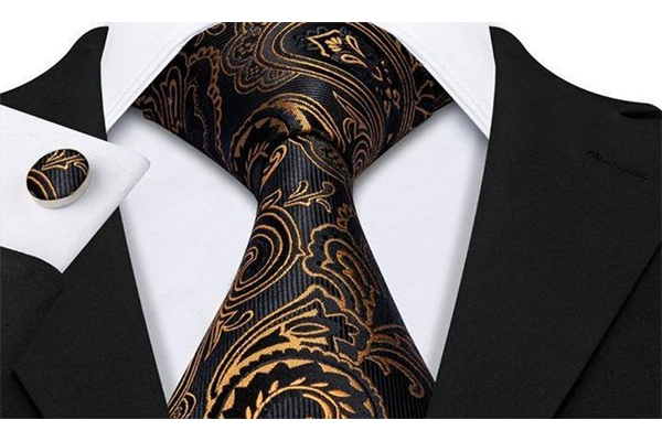 کراوات طرح دار مشکی طلایی