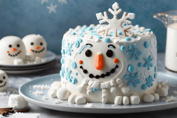 تزئین-کیک-تم-برف-تولد-زمستانی